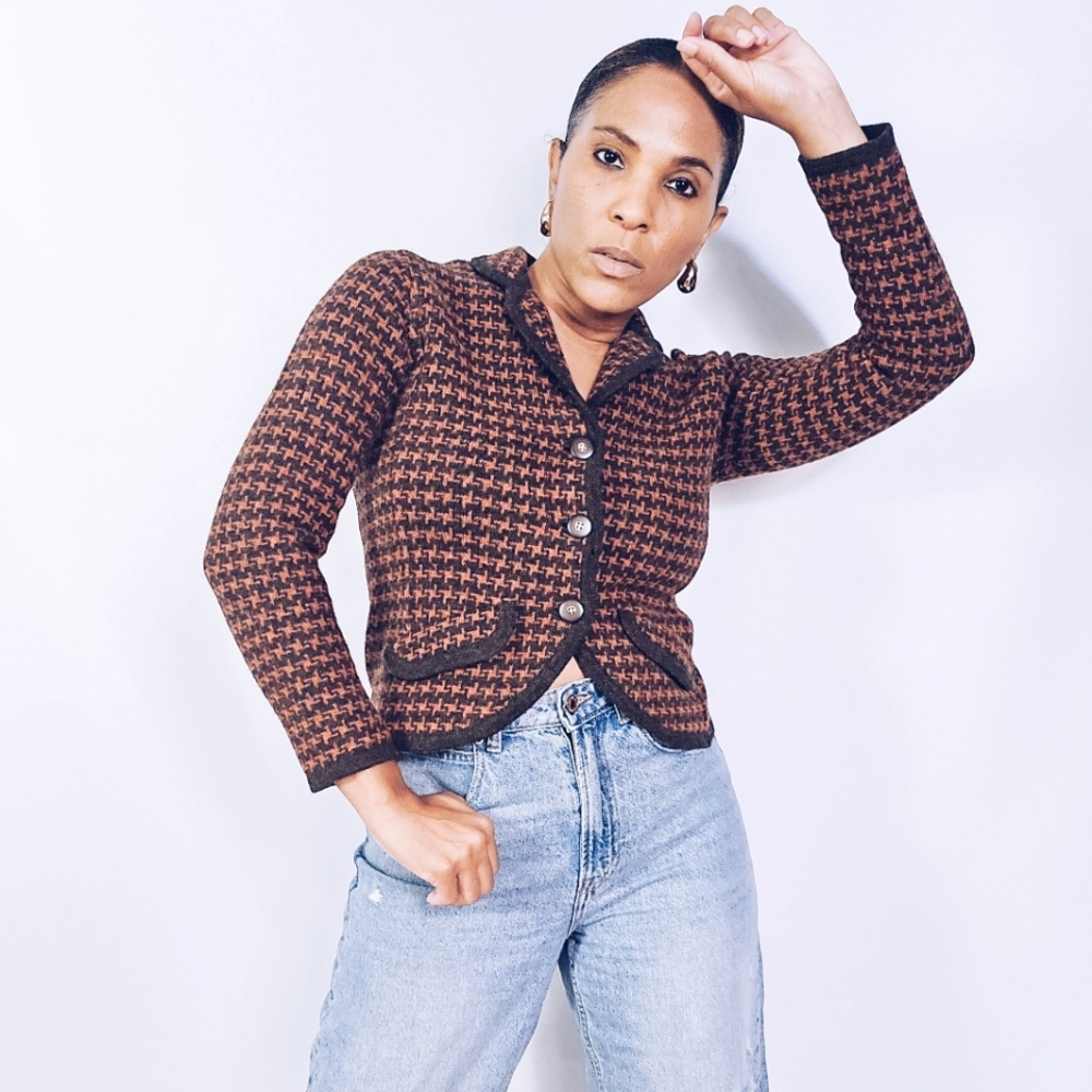 Houndstooth Cardigan Sweater
